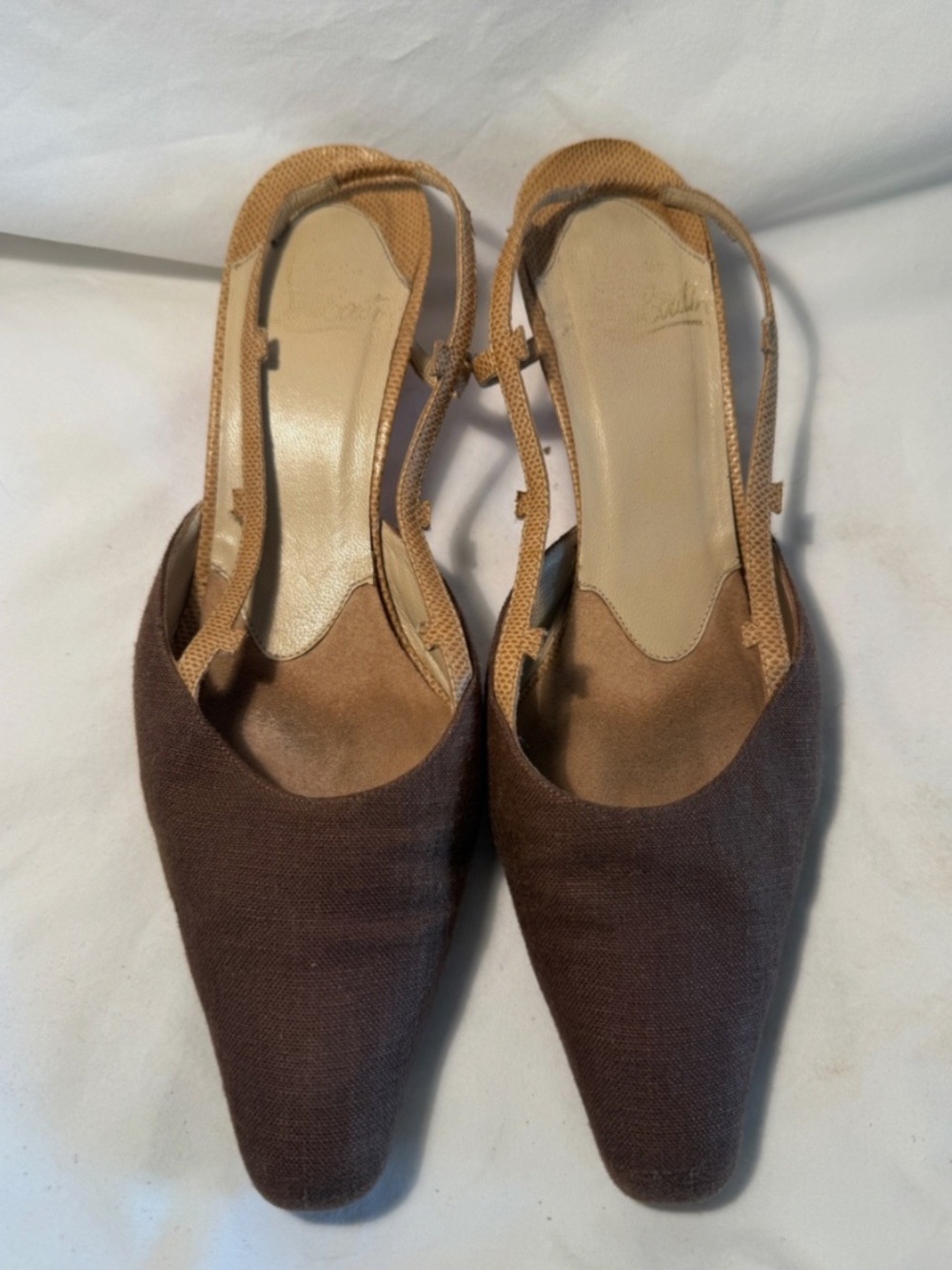 Vintage Christian Louboutin Brown Slingback Kitten Heels